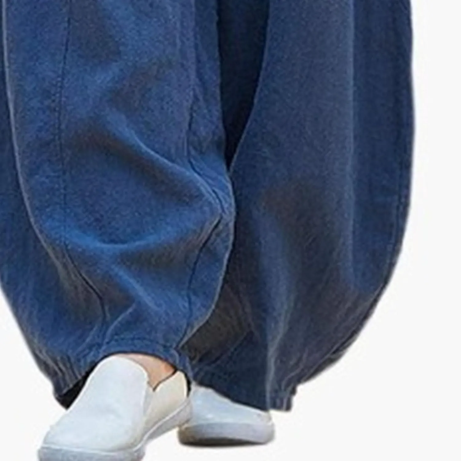 2025 Elastic Waist Bloomers Women's Linen Trousers Pockets Commuter Loose Pants Fashion Slim Casual Pants
