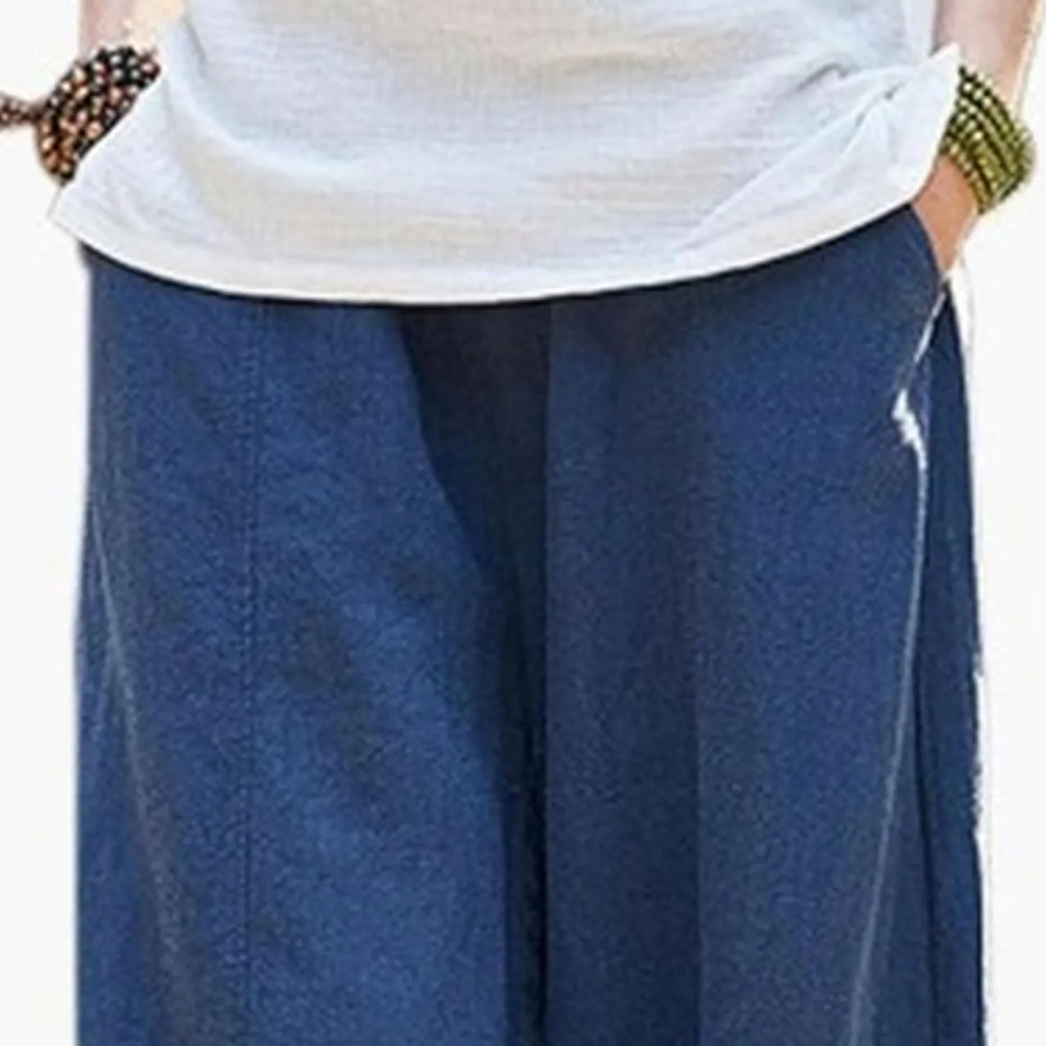 2025 Elastic Waist Bloomers Women's Linen Trousers Pockets Commuter Loose Pants Fashion Slim Casual Pants