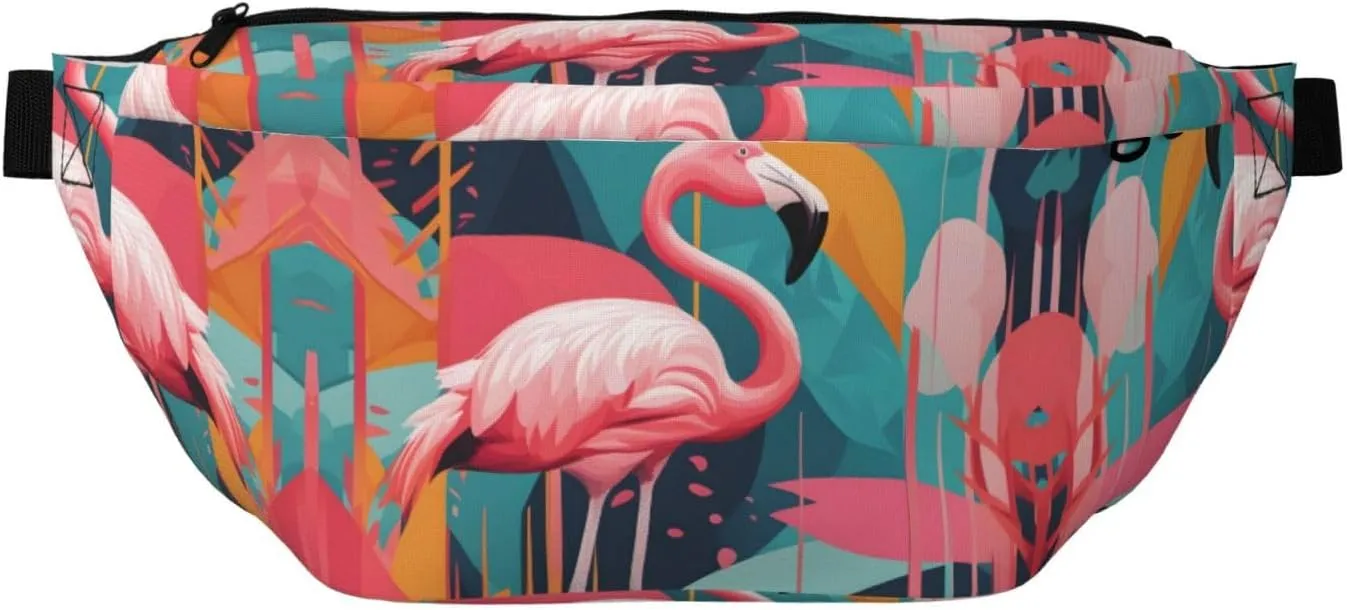 Abstract Flamingo Stylish Crossbody Waist Pack - Versatile And Compact Travel Pouch For Hands-Free Storage