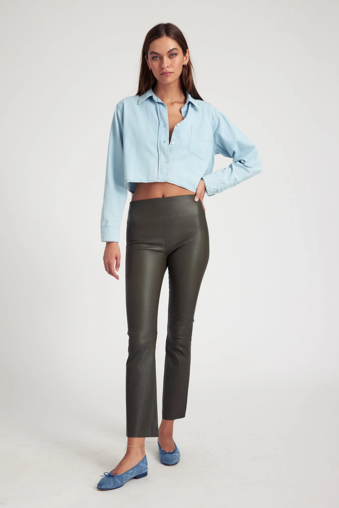 Ankle Flare Leather Pant
