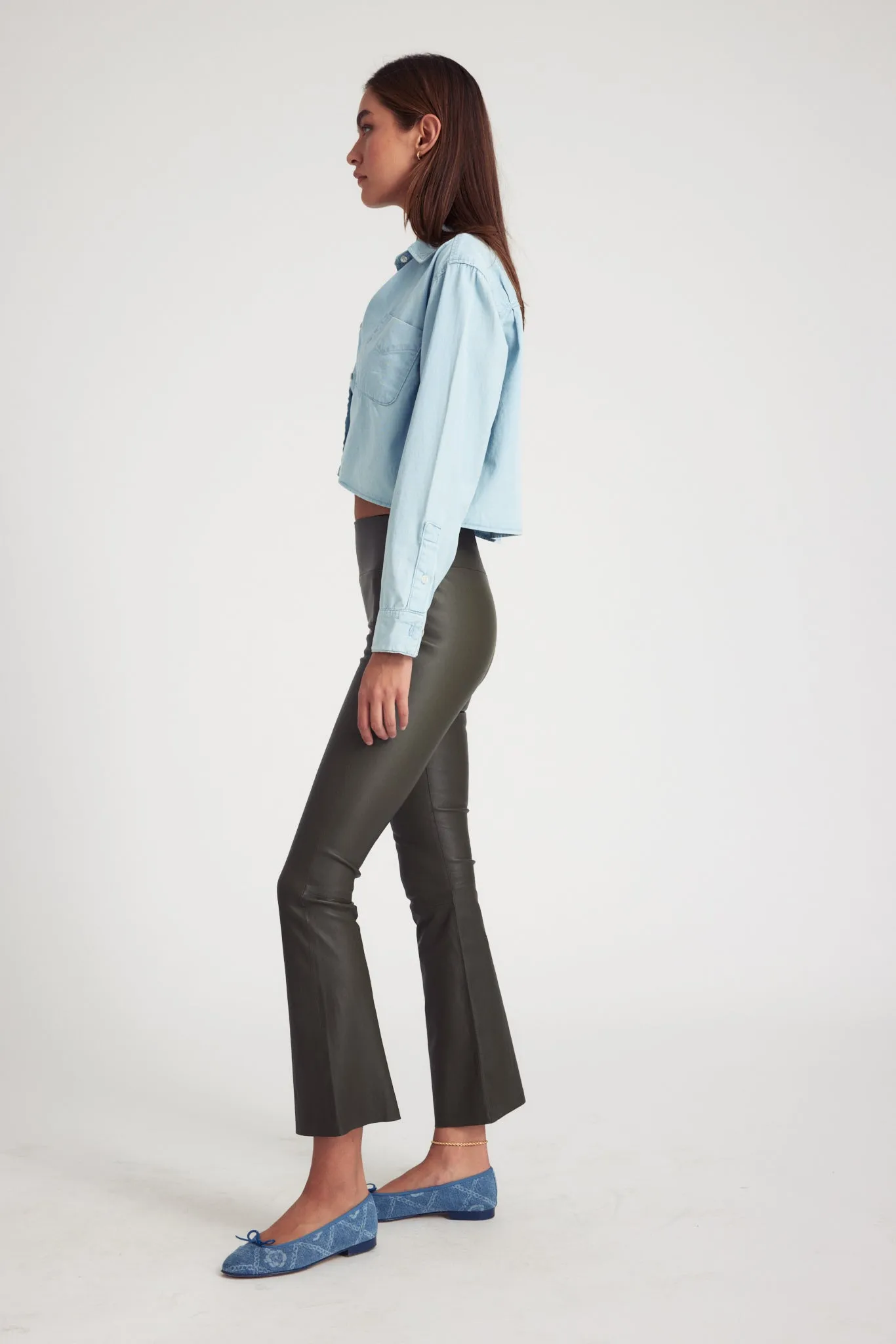 Ankle Flare Leather Pant