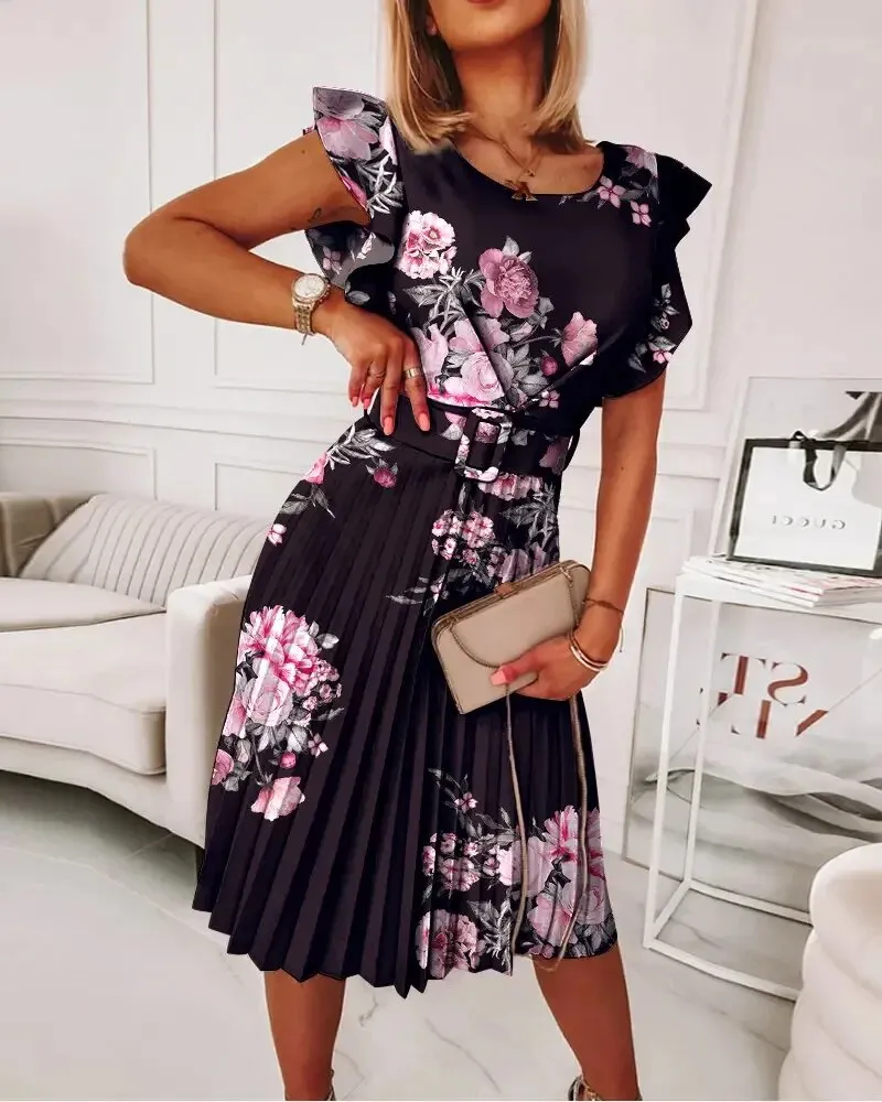 Ariana Midi Dress with Belt