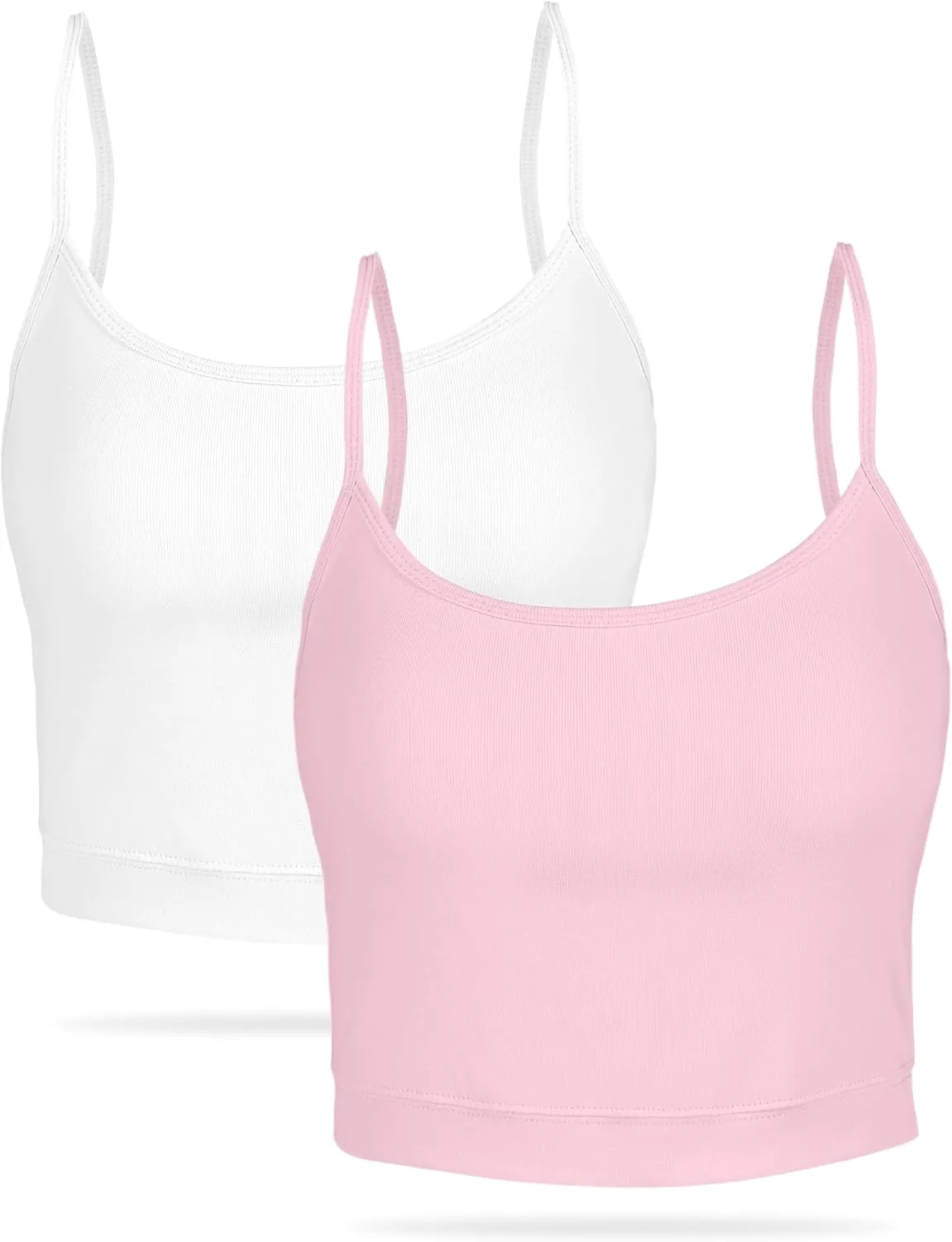 AURUZA 2Pcs Crop Tops for Women, Spaghetti Strap Camisole Tank Top, Basic Solid Going Out Top Sleeveless Shirt Summer Clothes