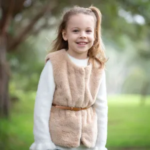 Beige Faux Fur Vest