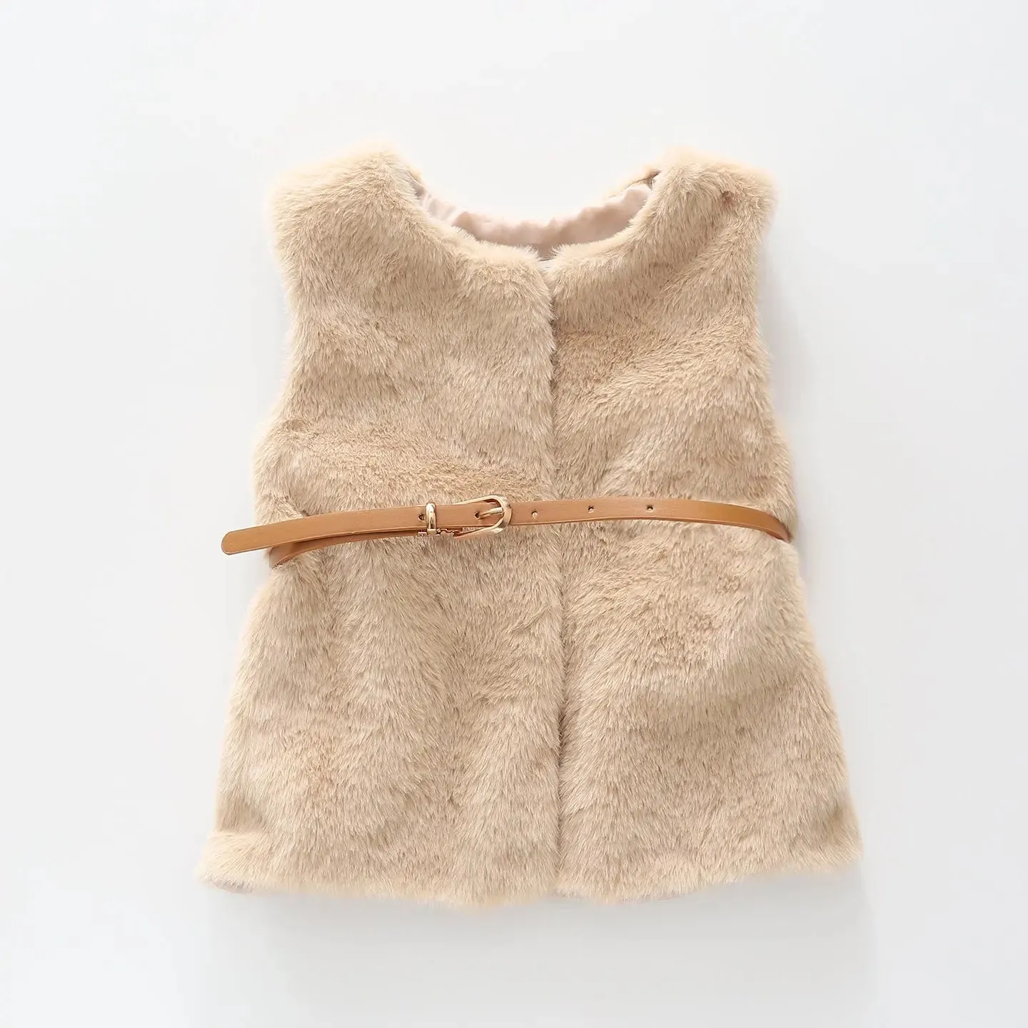 Beige Faux Fur Vest