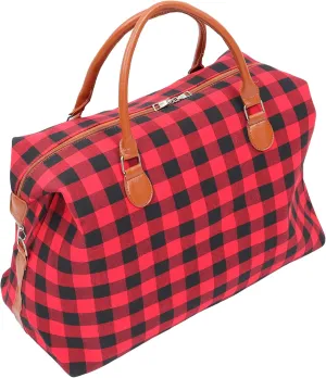 BESPORTBLE Canvas Tote Bag for Travel Large Duffel Overnight Bag Plaid Versatile Storage for Sports Activities