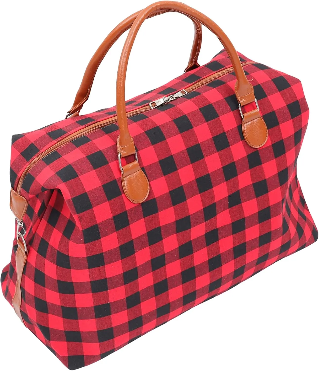 BESPORTBLE Canvas Tote Bag for Travel Large Duffel Overnight Bag Plaid Versatile Storage for Sports Activities