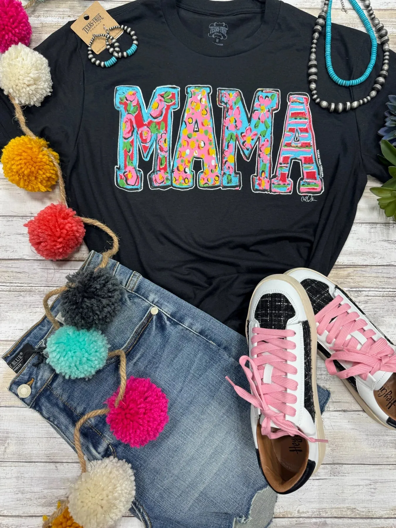 Callie Ann Stelter Mama Blk Tee