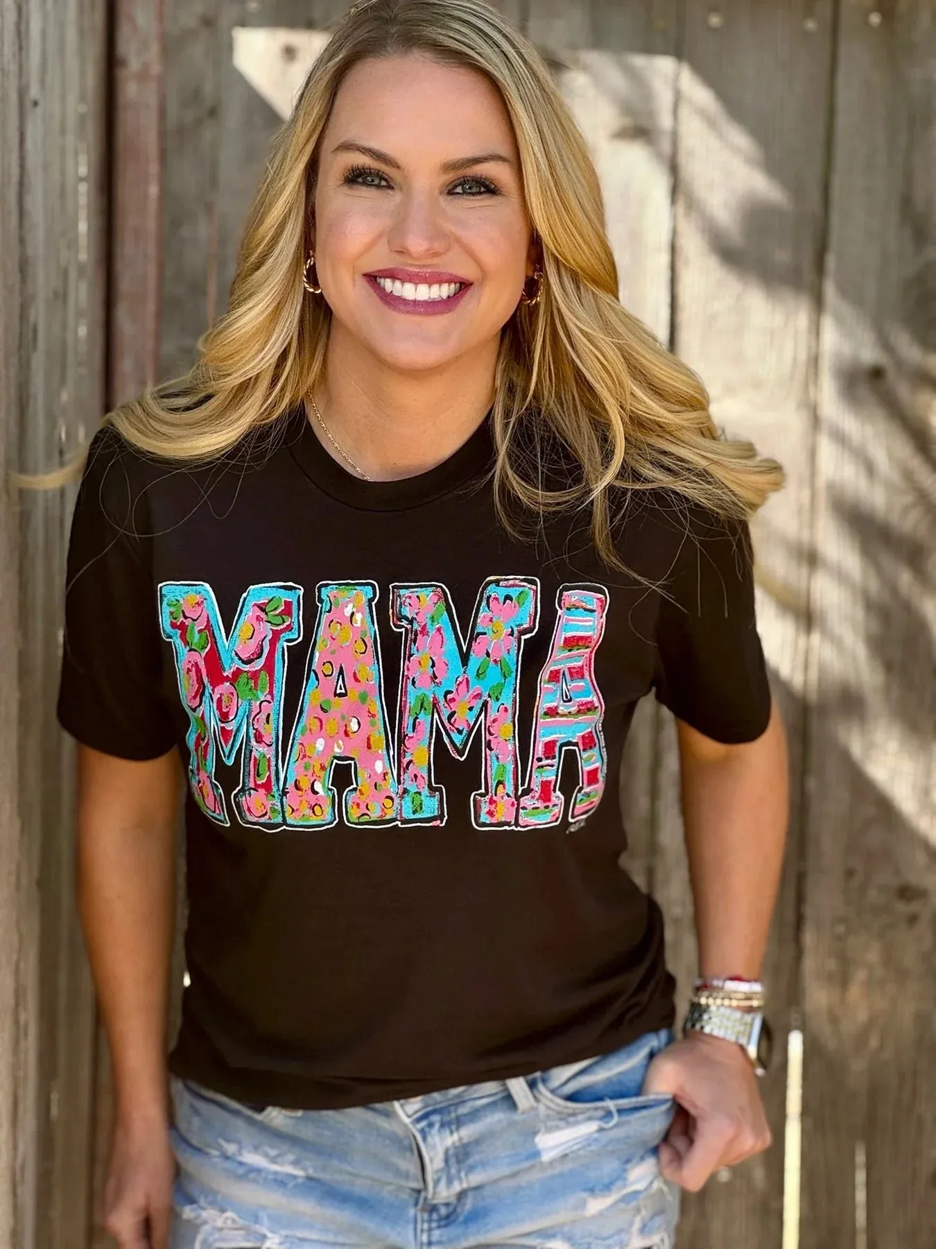 Callie Ann Stelter Mama Blk Tee