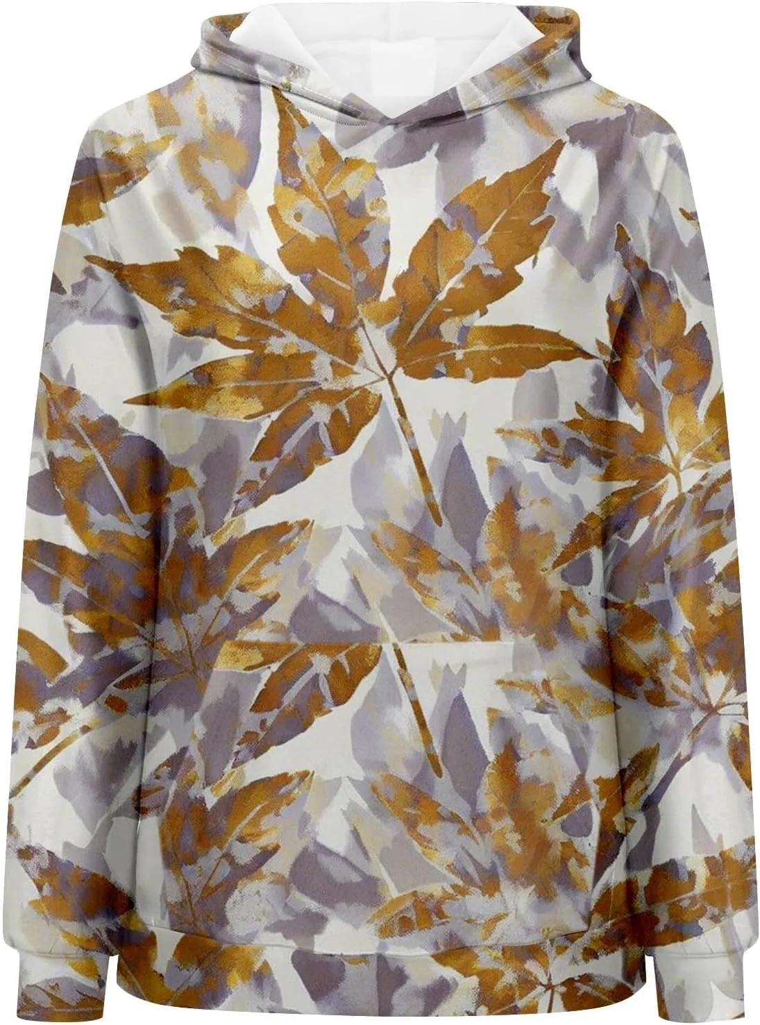 Camo Hoodie Womens Trendy Maple Leaf Print Oversized Pullover Hooded Sweatshirts with Kangaroo Pocket Tops