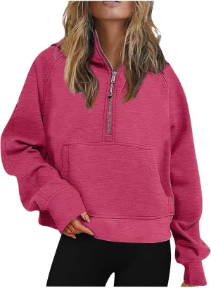 Ceboyel Oversized Sweatshirt for Women Long Sleeve Pullover Tops 1/4 Zip Up Hoodie Y2k Trendy Fall Clothing 2023
