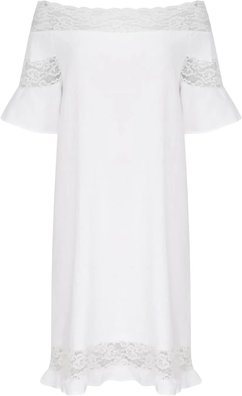 Ceboyel Women 2023 Summer Linen Dresses Cotton Boho Shirt Dresses Midi Length Casual Dress Trendy Ladies Beach Outfits
