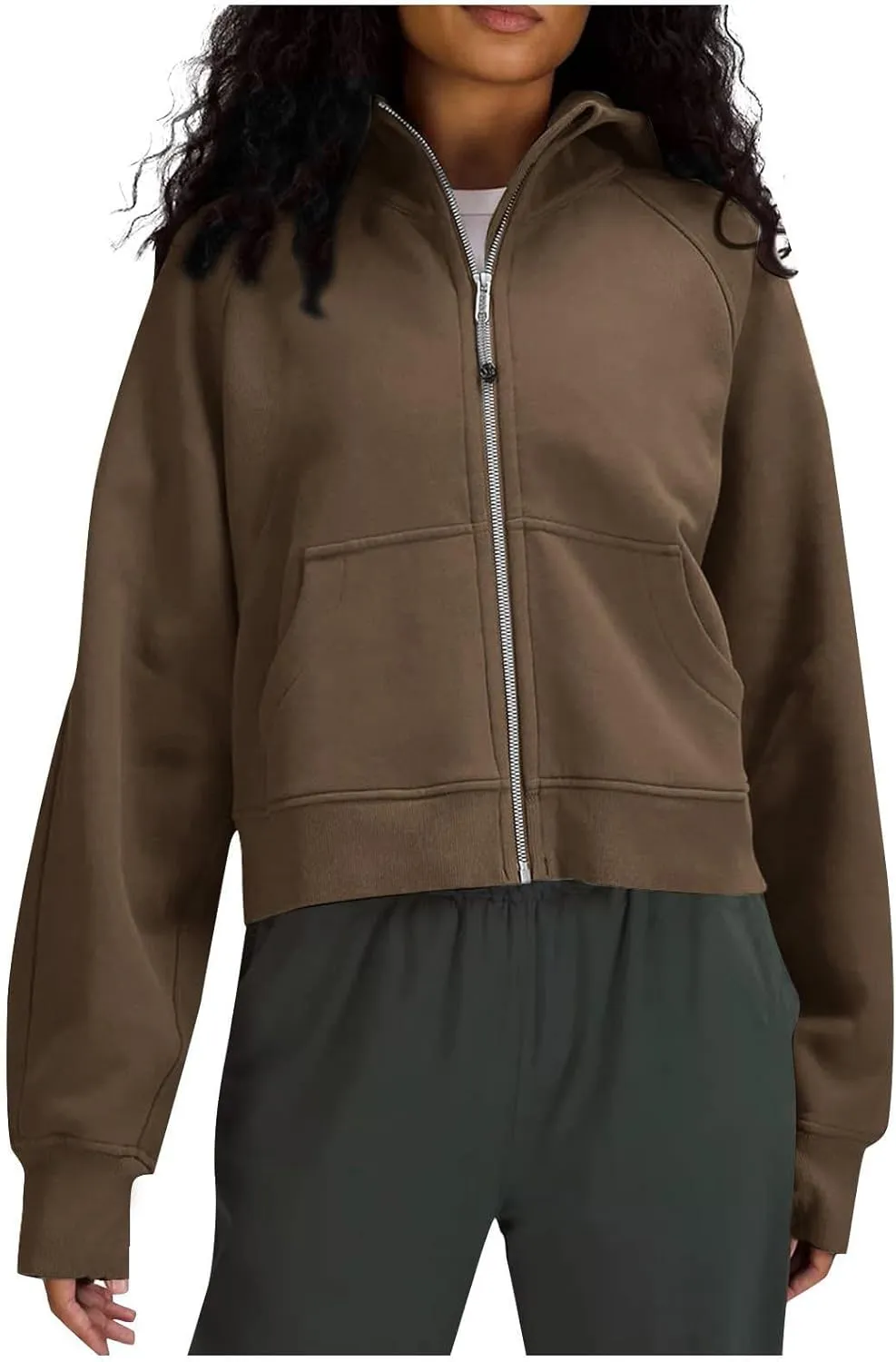 Ceboyel Women Full Zip Up Cropped Hoodie Oversized Sweatshirt Trendy Y2K Fleece Jackets Fall Winter Outfits Clothes 2023