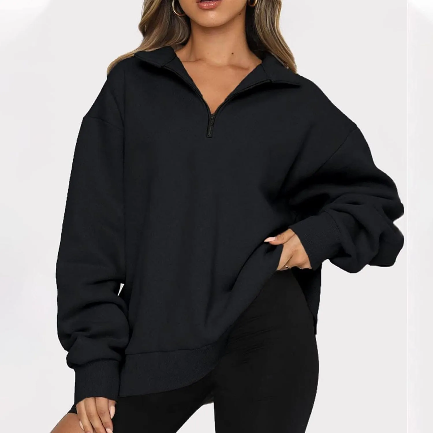 Ceboyel Women Half Zip Sweatshirt Oversized Long Sleeve Pullover Tops Trendy Hoodie Sweaters Teen Girls Fall Y2K Clothes 2023