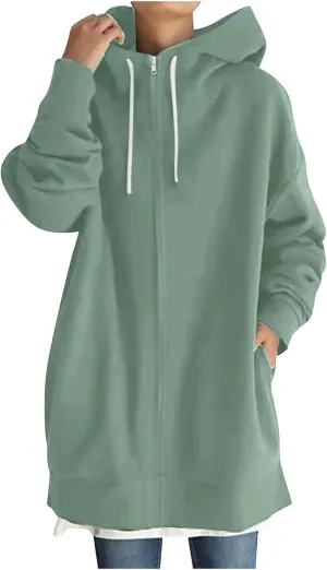 Ceboyel Women Oversized Sweatshirt Loose Fit Full Zip Up Fashion Long Hoodies Trendy Y2K Jackets Winter Outfits Clothes 2023