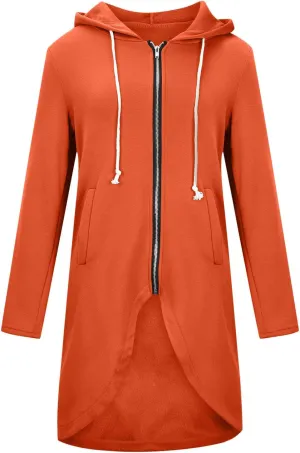 Ceboyel Women Zip Up Hoodies Zipper Long Hooded Jackets Solid Casual Tunic Sweatshirt Trendy Winter Outfits Clothes 2023