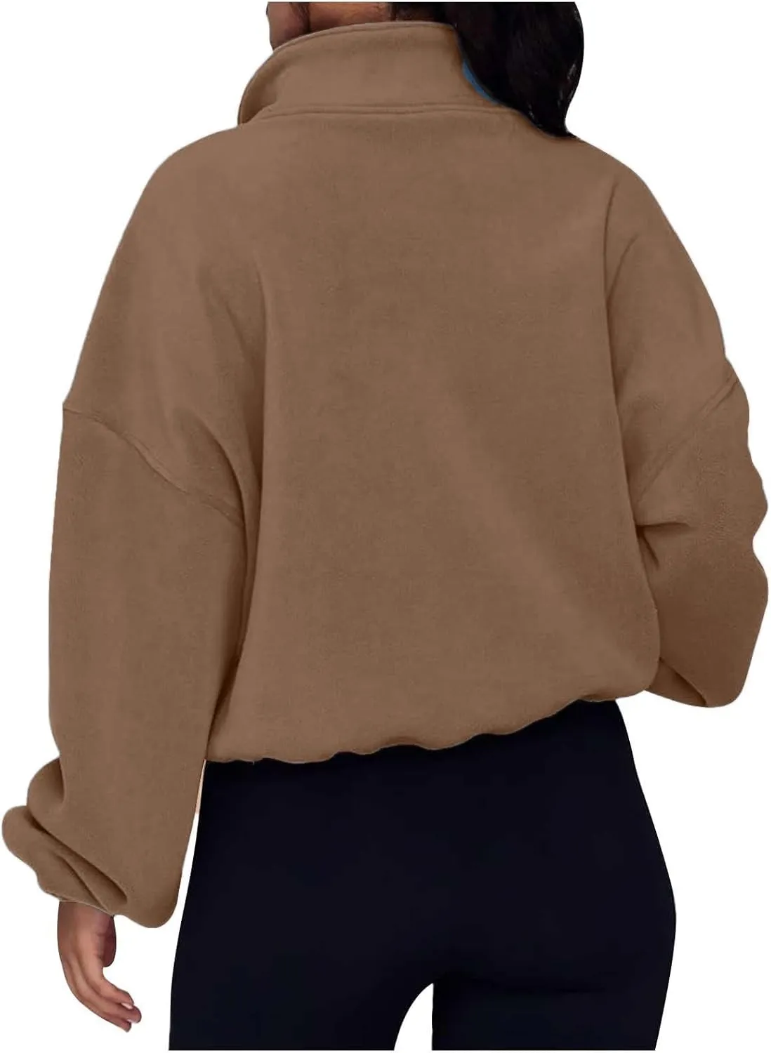 Ceboyel Womens Oversized Sweatshirt 2023 Half Zip Pullover Sweaters Drawstring Cropped Hoodie Trendy Y2K Teen Girls Clothes