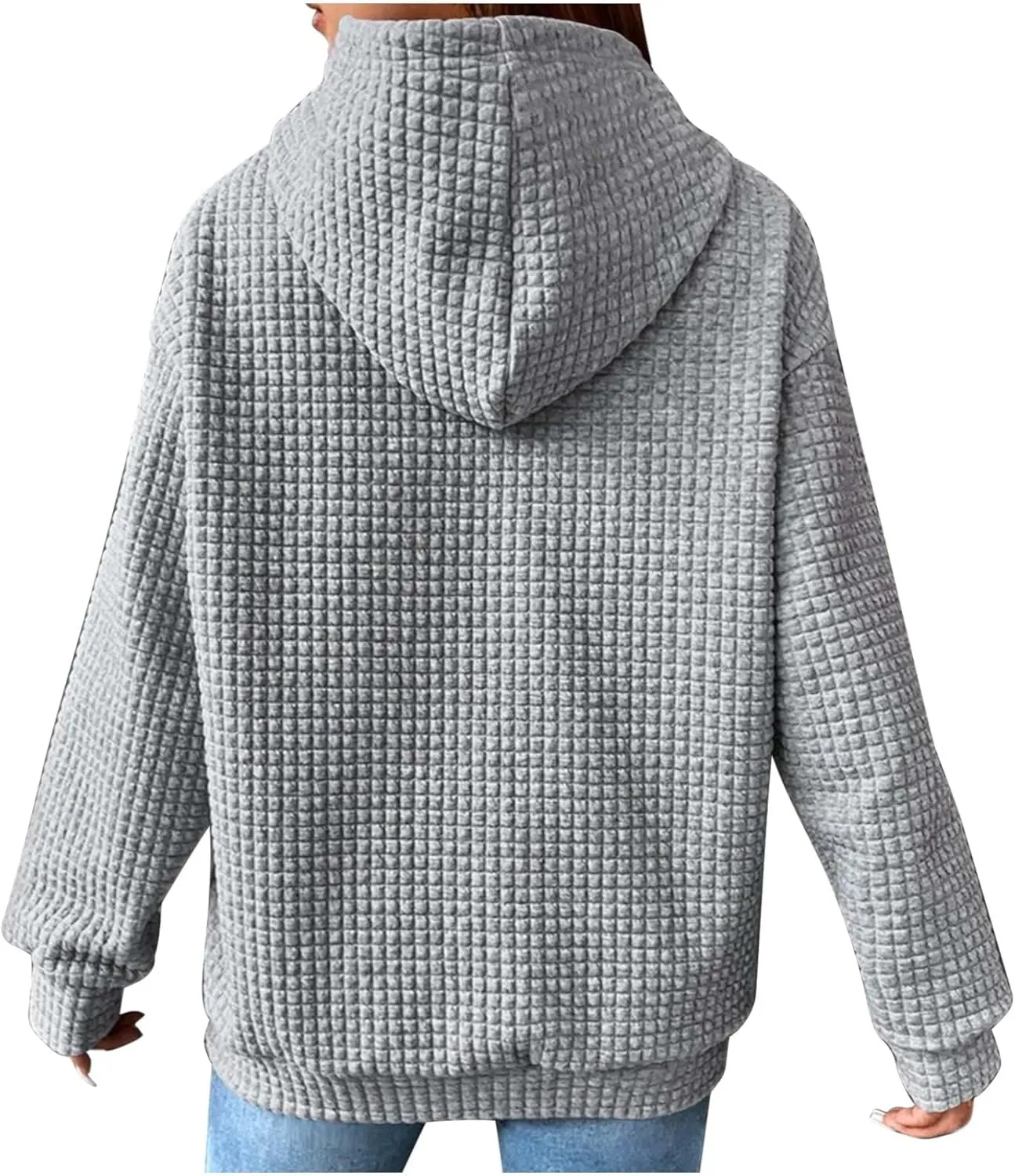 Ceboyel Womens Solid Color Cute Hoodie 2023 Waffle Knit Sweatshirts Comfort Sweater Tops Teen Girls Trendy Clothes 2023