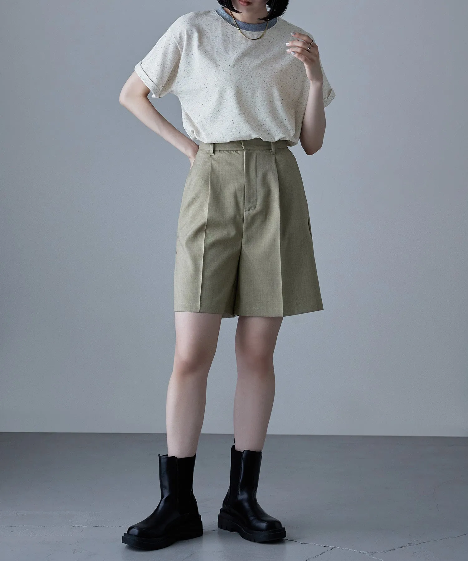 Color nep ringer neck T-shirt