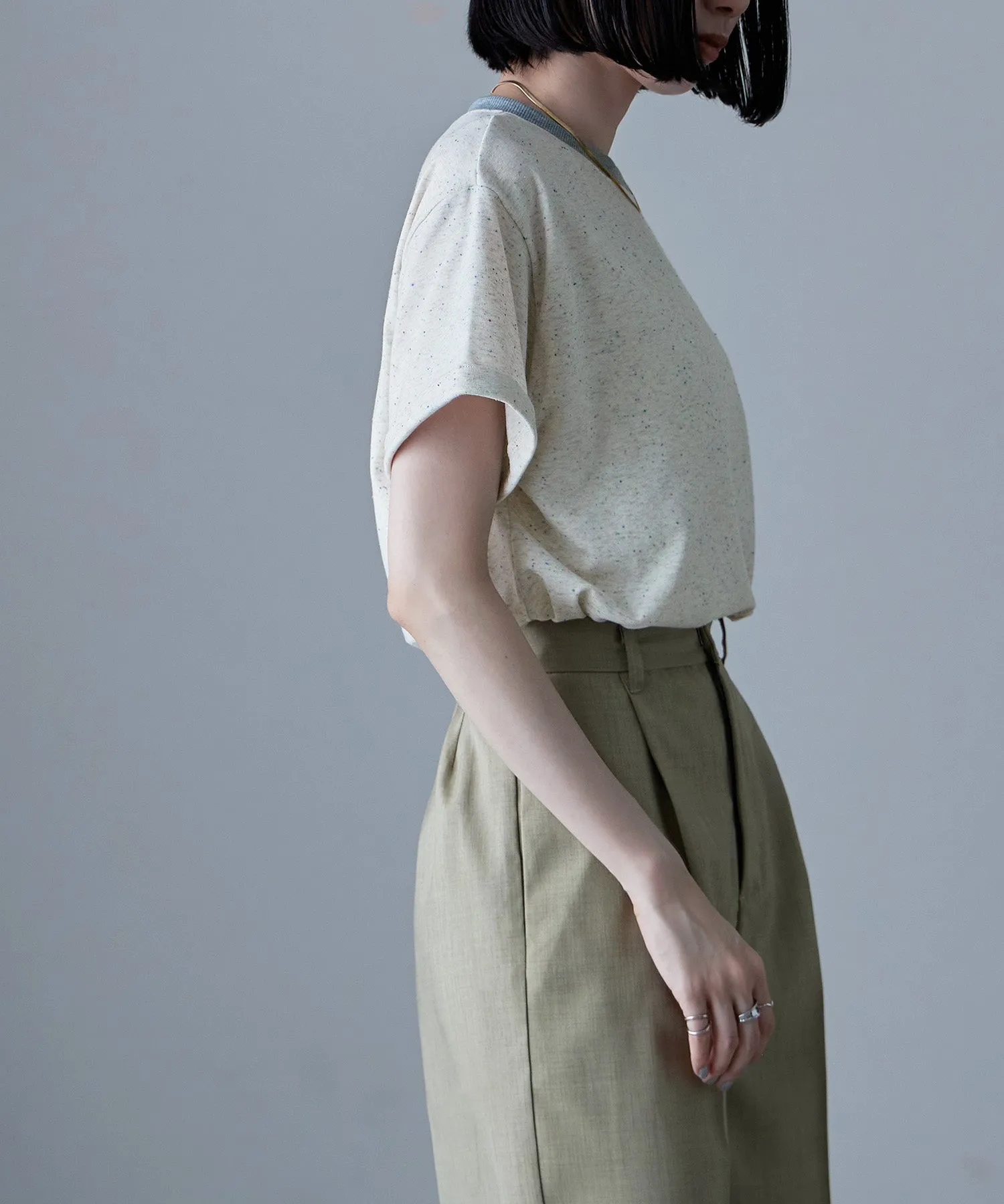 Color nep ringer neck T-shirt