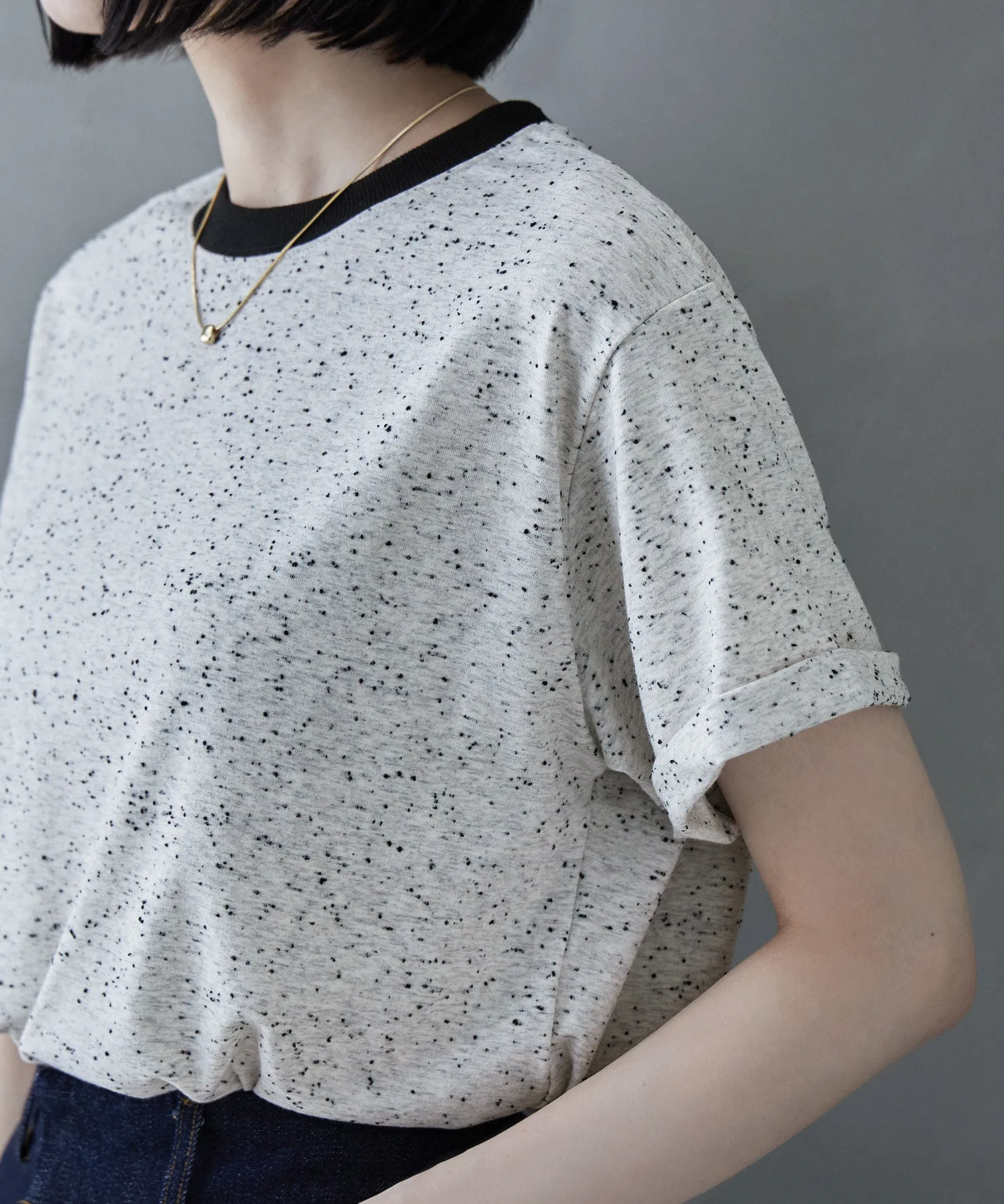 Color nep ringer neck T-shirt