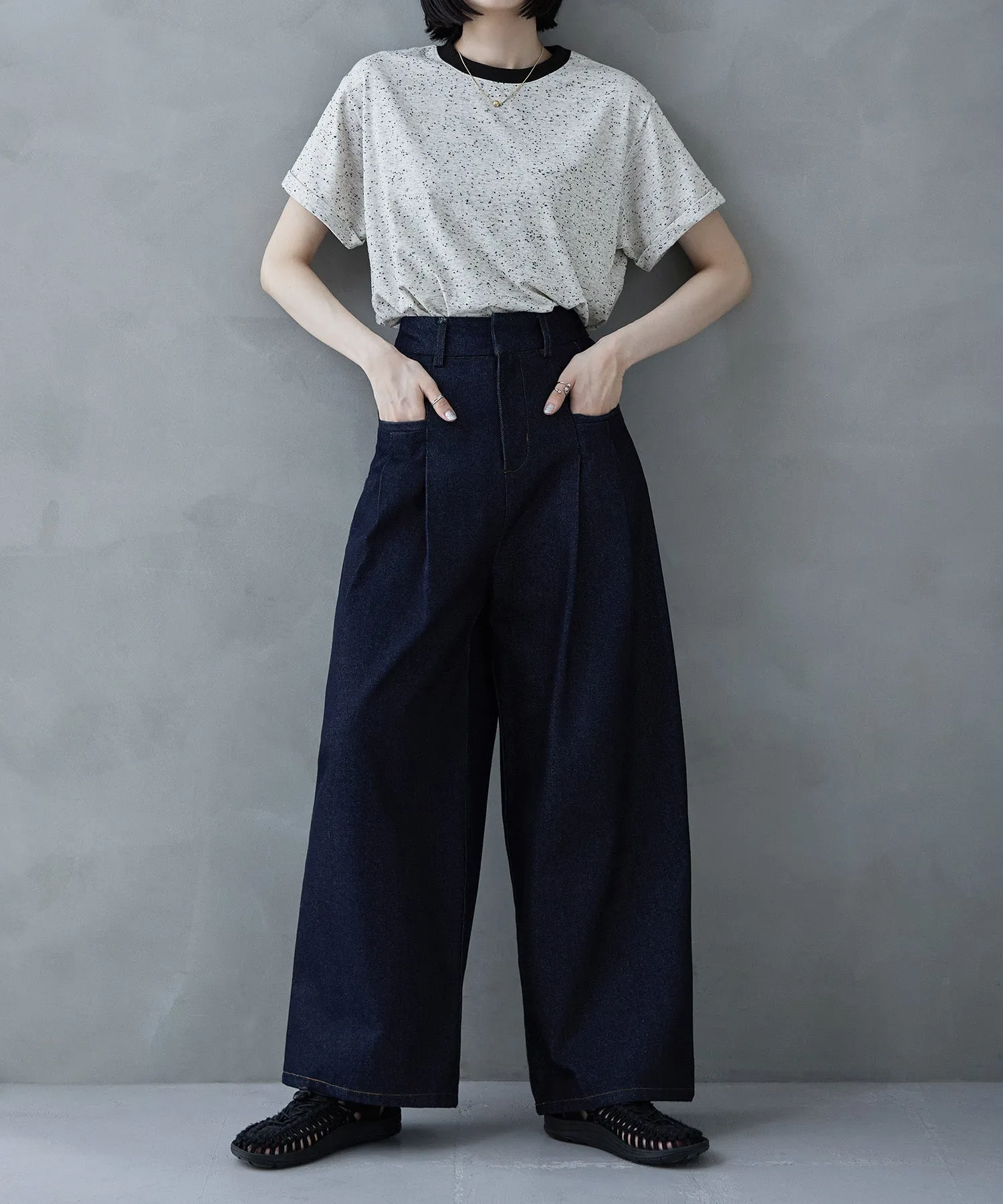 Color nep ringer neck T-shirt