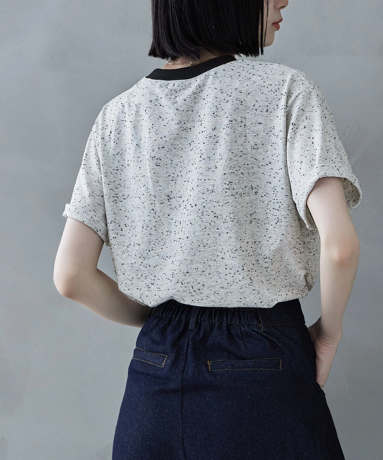 Color nep ringer neck T-shirt