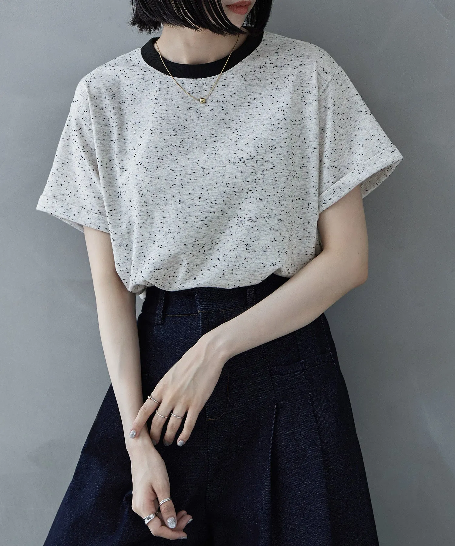 Color nep ringer neck T-shirt