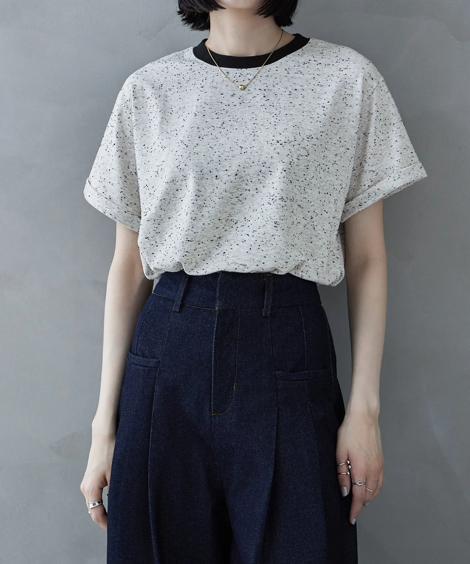 Color nep ringer neck T-shirt