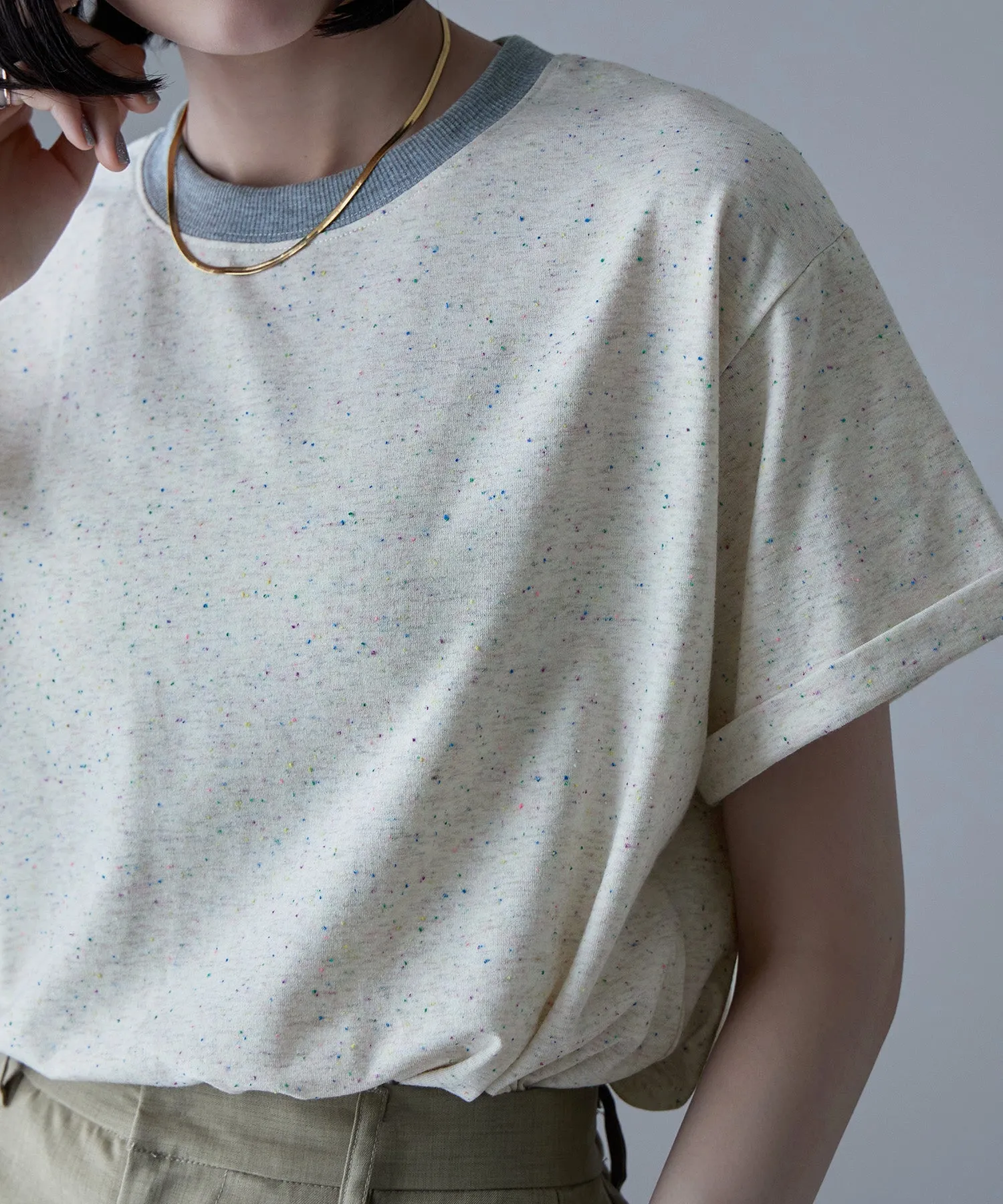Color nep ringer neck T-shirt