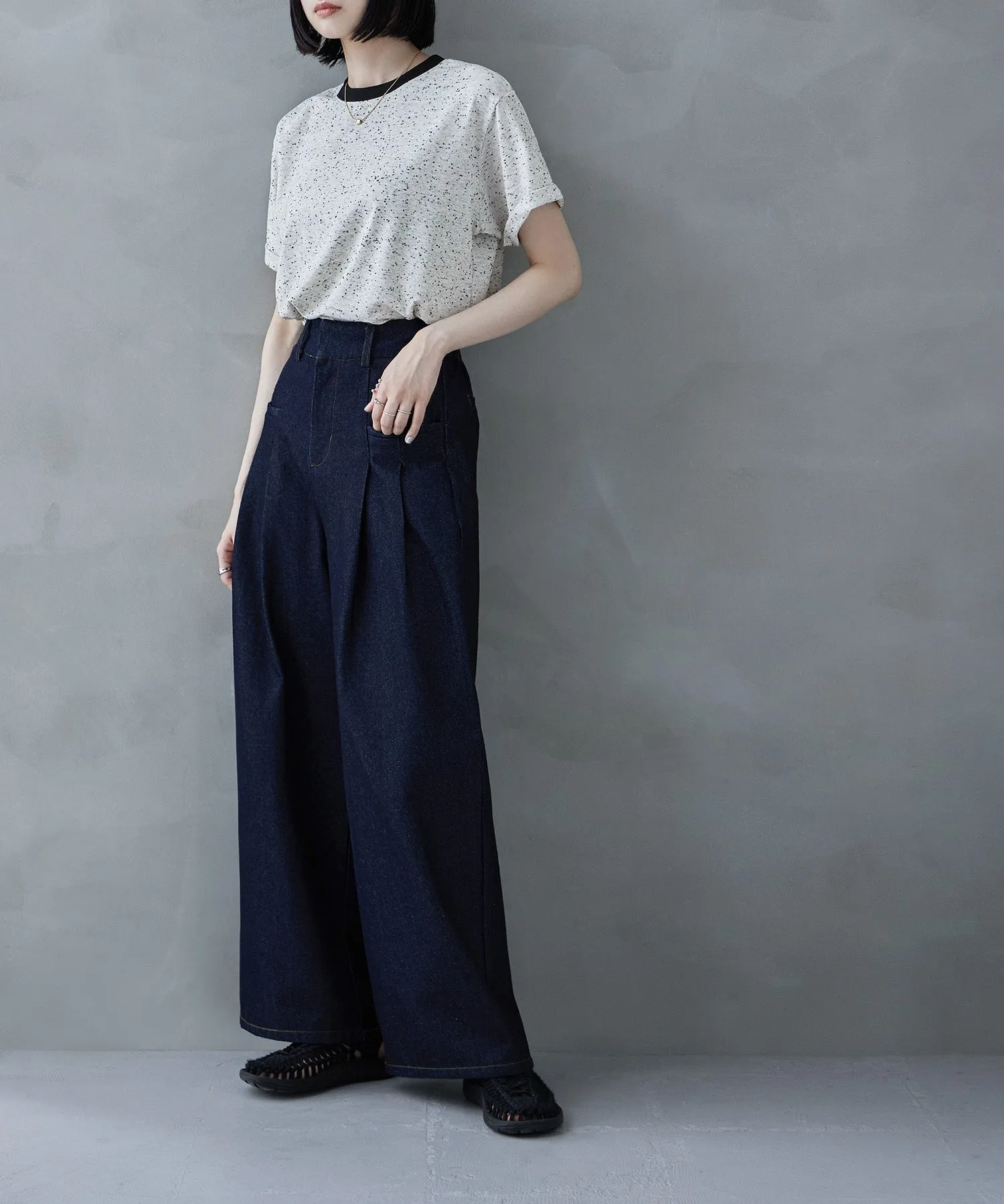 Color nep ringer neck T-shirt
