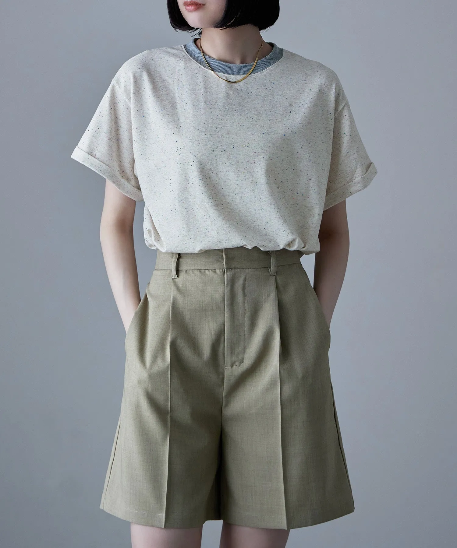 Color nep ringer neck T-shirt