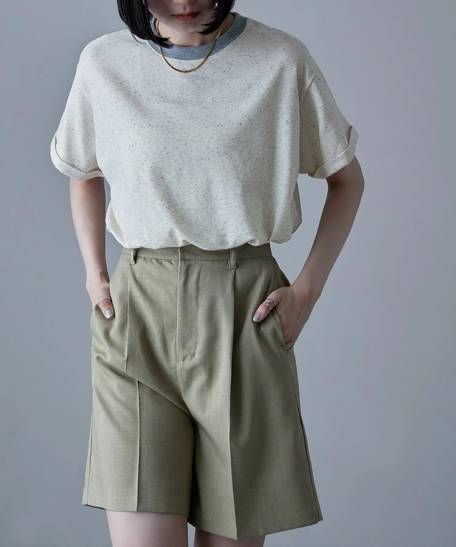Color nep ringer neck T-shirt
