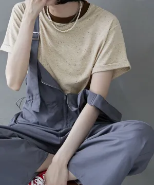 Color nep ringer neck T-shirt