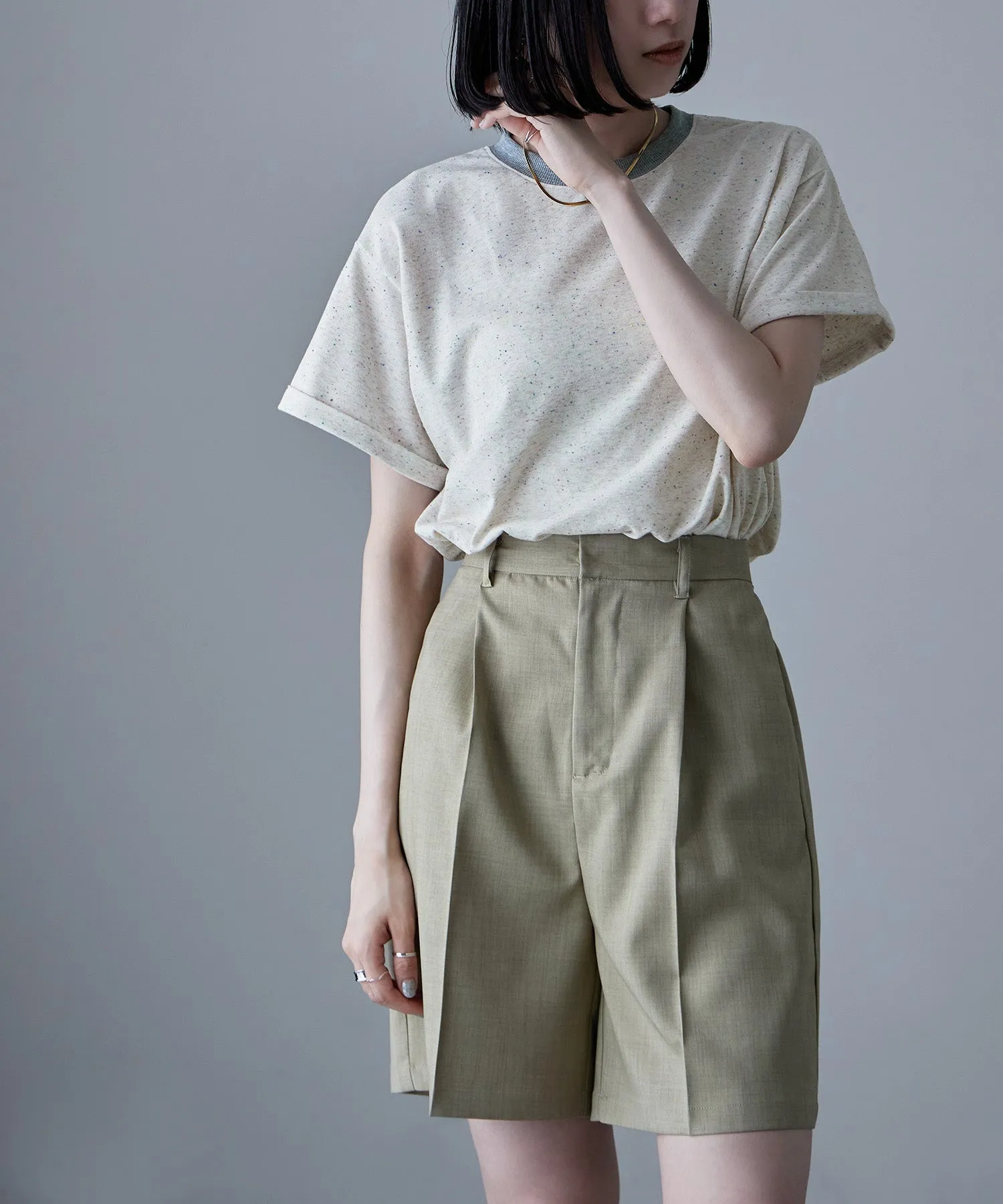 Color nep ringer neck T-shirt