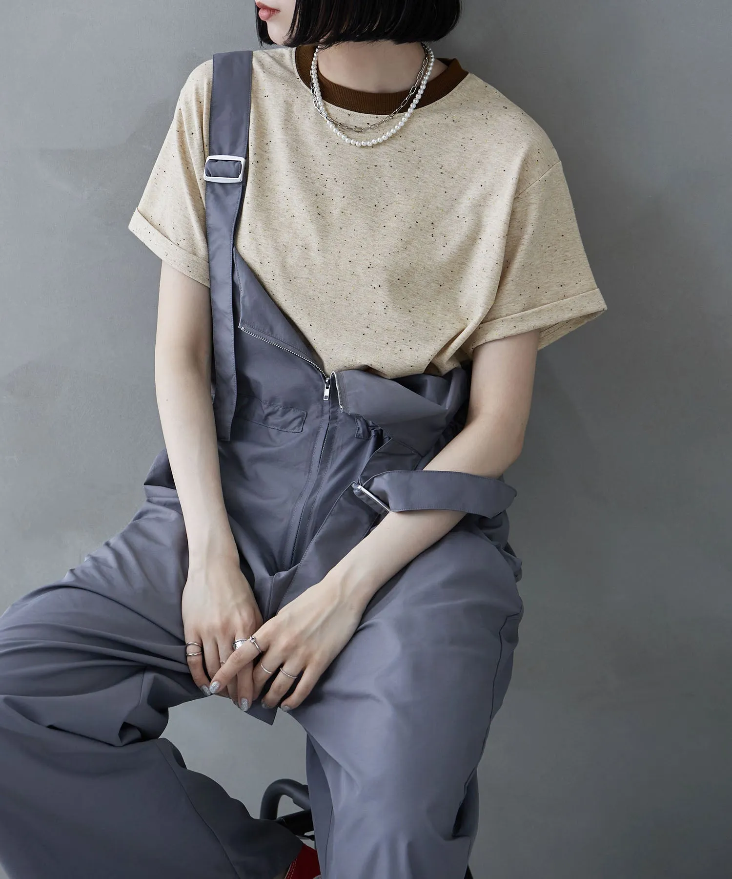 Color nep ringer neck T-shirt