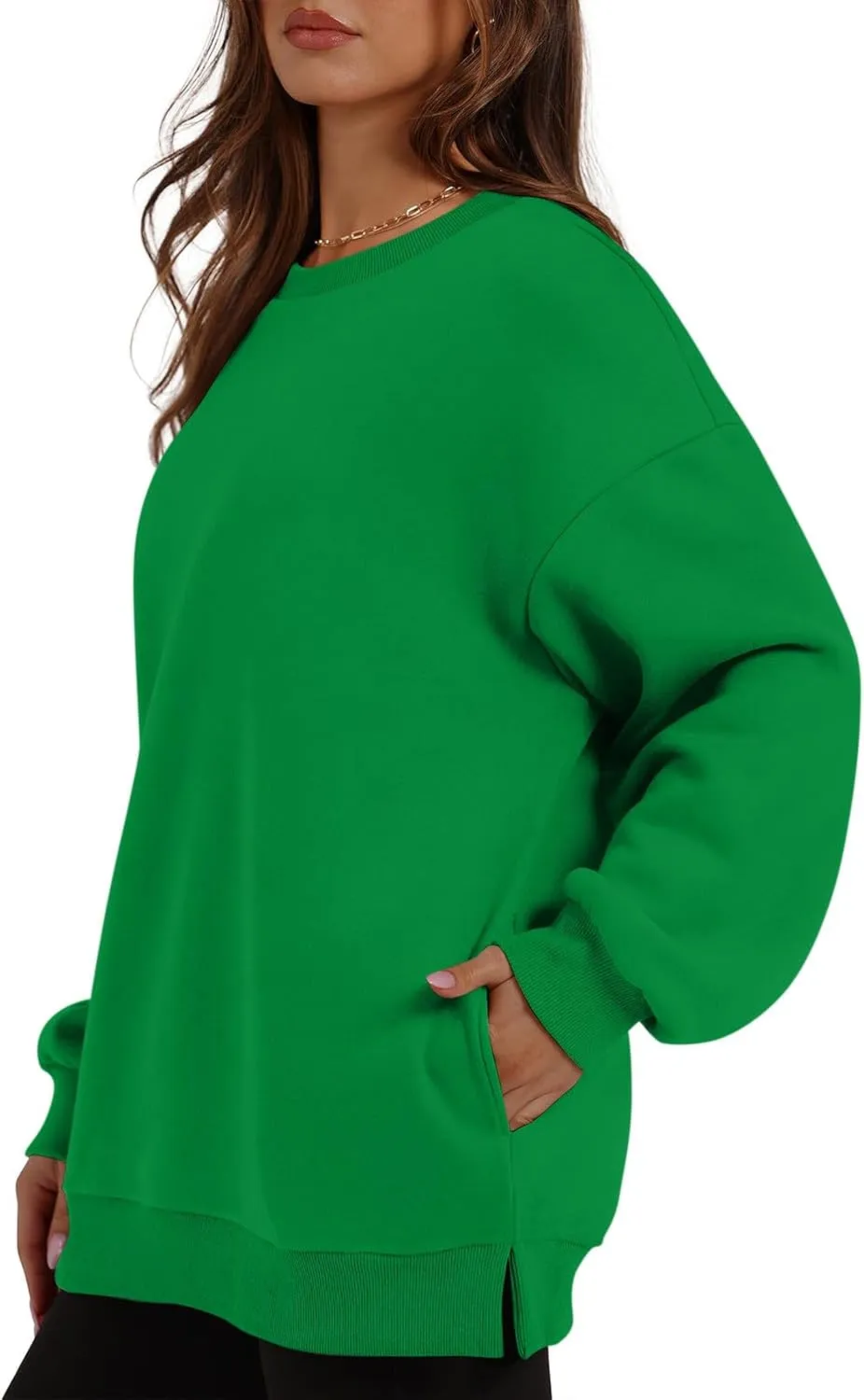 Crewneck Sweatshirts Women Fleece Sweatshirt No Hood Long Sleeve Shirt Hoodies Pullover Casual Loose Fitting Tops