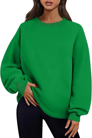 Crewneck Sweatshirts Women Fleece Sweatshirt No Hood Long Sleeve Shirt Hoodies Pullover Casual Loose Fitting Tops