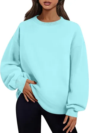 Crewneck Sweatshirts Women Fleece Sweatshirt No Hood Long Sleeve Shirt Hoodies Pullover Casual Loose Fitting Tops