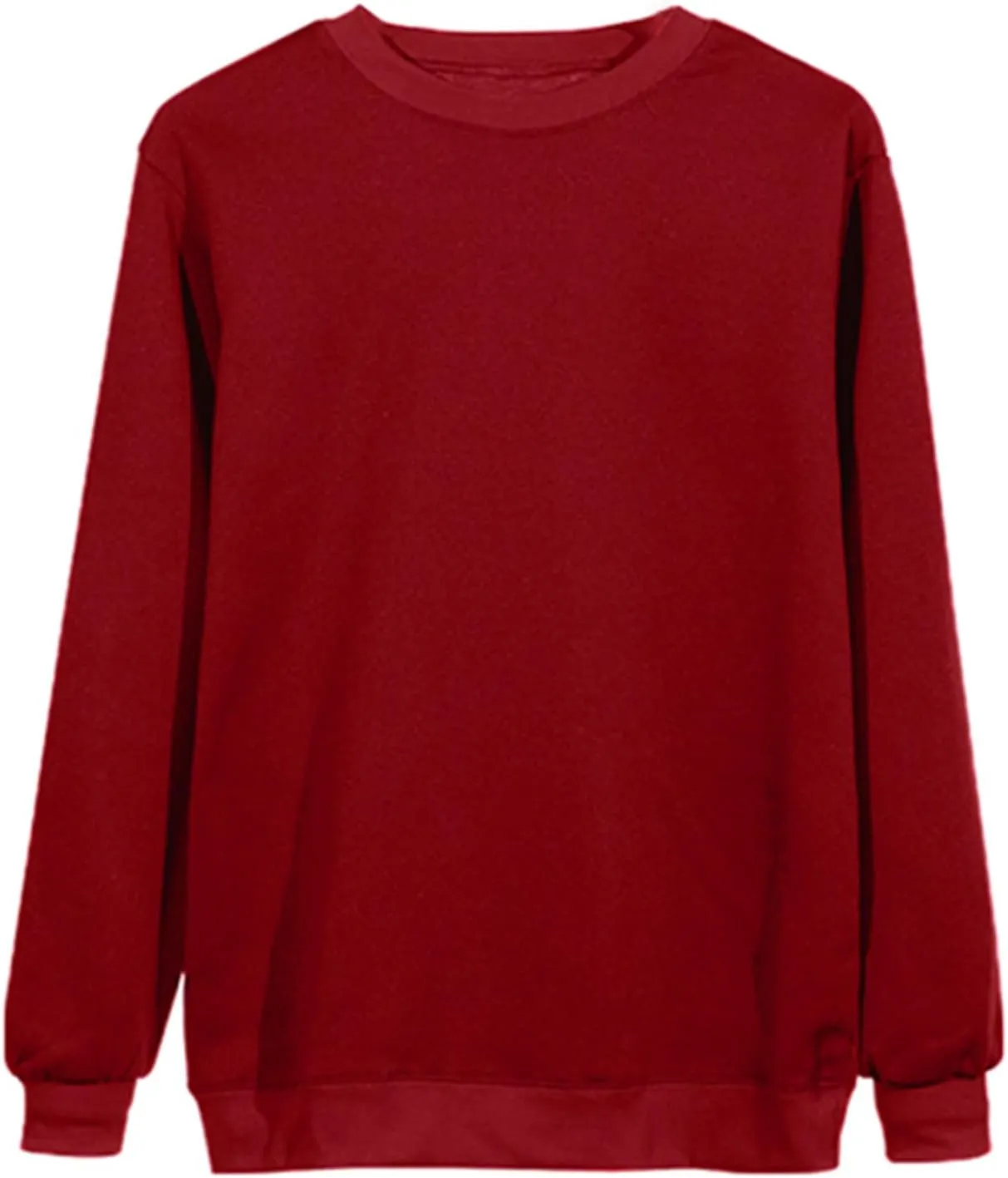 DOLKFU Sweatshirt For Womens Fashion Long Sleeve Solid Color Pullover Shirts Loose Crew Neck Casual Sweatshirts