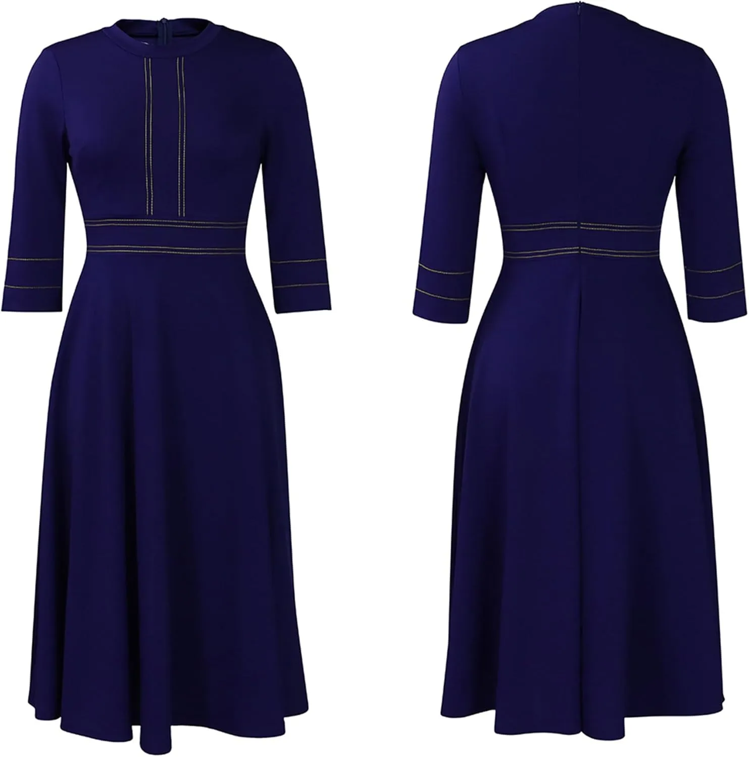 Ecirod Formal Plus Size Midi Dress for Women Fall Mock Neck Long Sleeve Empire Waist A Line Swing Party Dresses