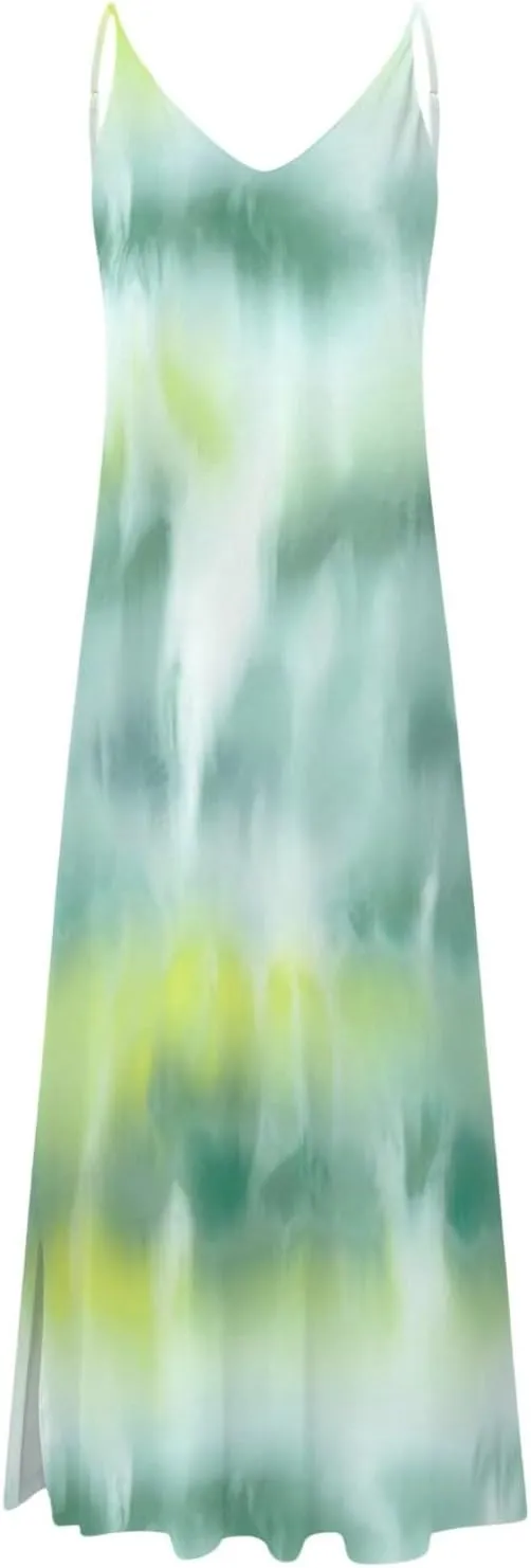 Eduavar Summer Dresses for Women, Maxi Dresses for Women 2024 Cute Floral Print Sleeveless V Neck Long Dress Beach Dress