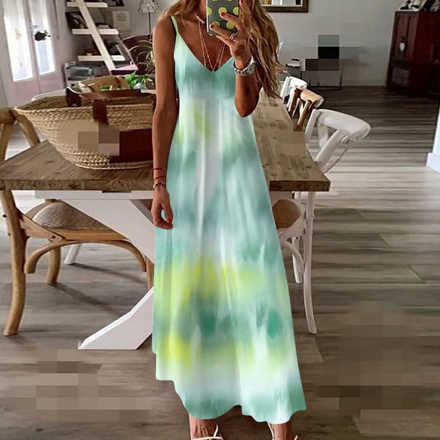 Eduavar Summer Dresses for Women, Maxi Dresses for Women 2024 Cute Floral Print Sleeveless V Neck Long Dress Beach Dress