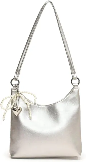 Elegant Shoulder Bag PU Leather Crossbody Purse Versatile Satchel Underarm Handbag for Women and Girls