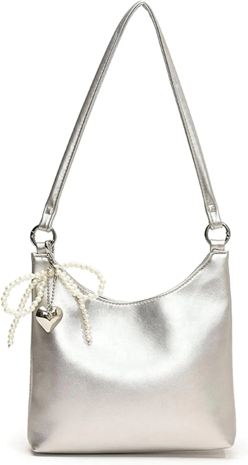 Elegant Shoulder Bag PU Leather Crossbody Purse Versatile Satchel Underarm Handbag for Women and Girls