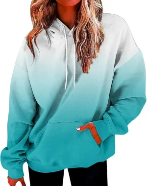 GOFULY Women'S Fashion Hoodies & Sweatshirts Long Sleeve Drawstring Sweatshirt Gradient Color Fall Pullover Hoodie 2024