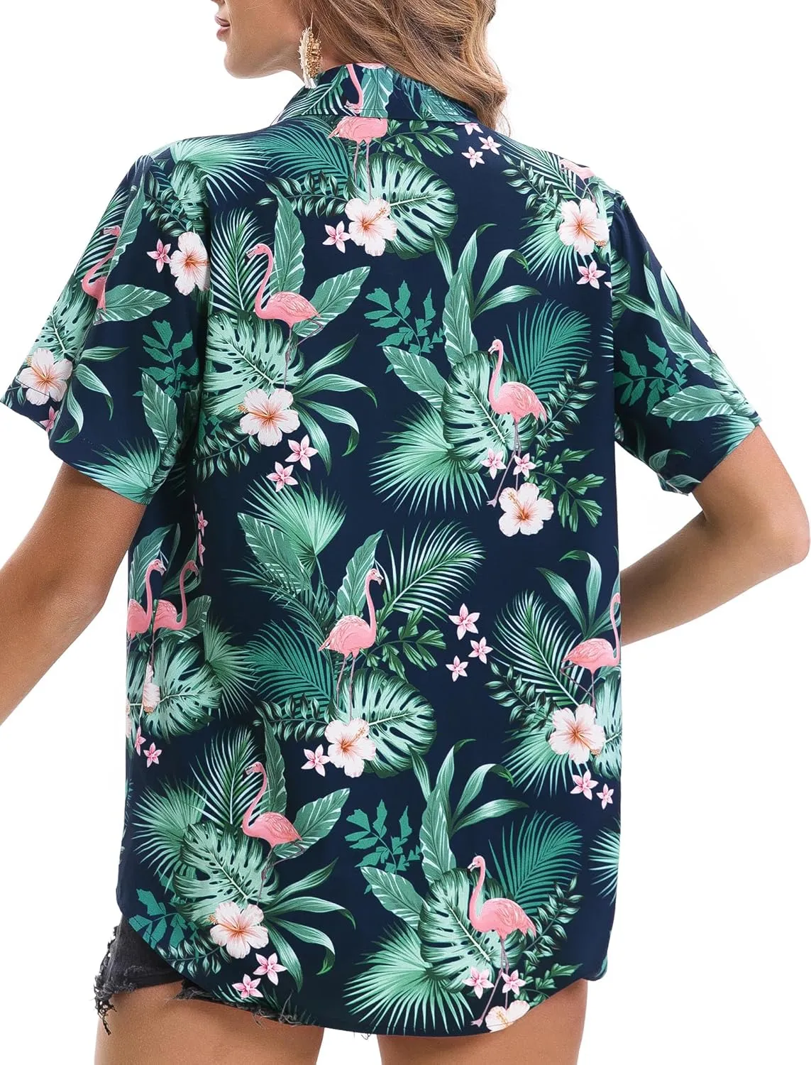 Hawaiian Shirts for Women Tropical Shirt Summer Beach Hawaii Button Down Short Sleeve Blouses Floral Tops Hawaii Outfits 2025