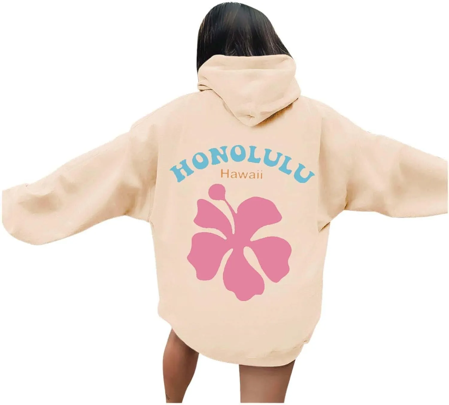 Hoodies Sweatshirt for Women Graphic Trendy Cute Y2K Clothes Girls Pullover Oversized Pink Palm Puff Preppy Hoodies
