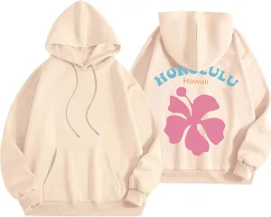 Hoodies Sweatshirt for Women Graphic Trendy Cute Y2K Clothes Girls Pullover Oversized Pink Palm Puff Preppy Hoodies