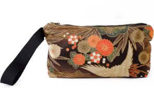 Japanese Style Wristlet Clutch Bag, Versatile Women's Zipper Pouch, 9.5 x 6.7 in. Traditional Japanese Print